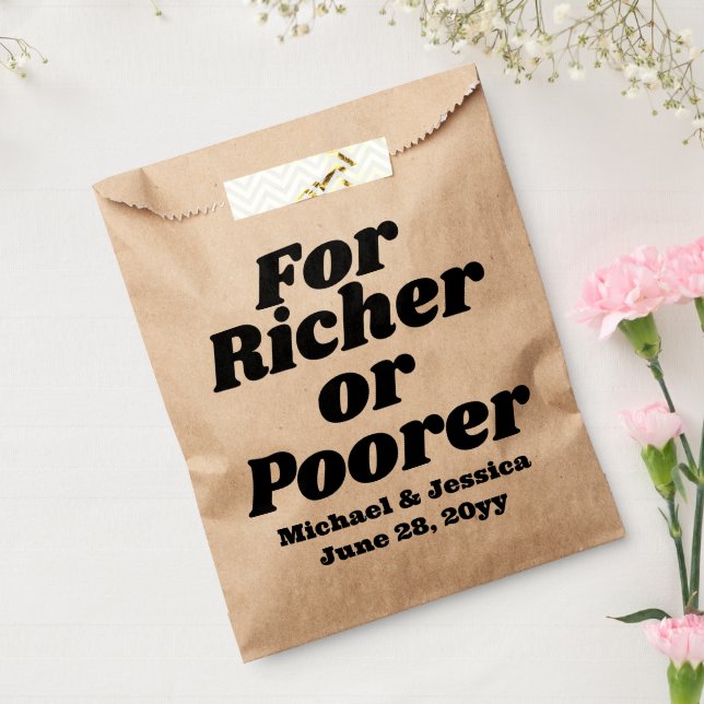 Sachets En Papier Pour les plus riches ou les plus pauvres Mariages  (Scellé)