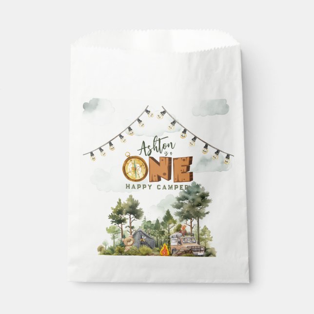 Sachets En Papier Premier anniversaire de One Happy Camper (Devant)