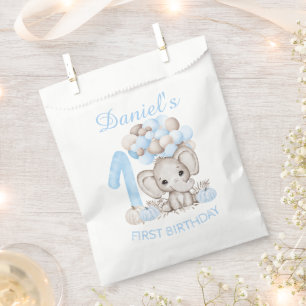 Sachets En Papier Premier Anniversaire Joli éléphant automne garçon