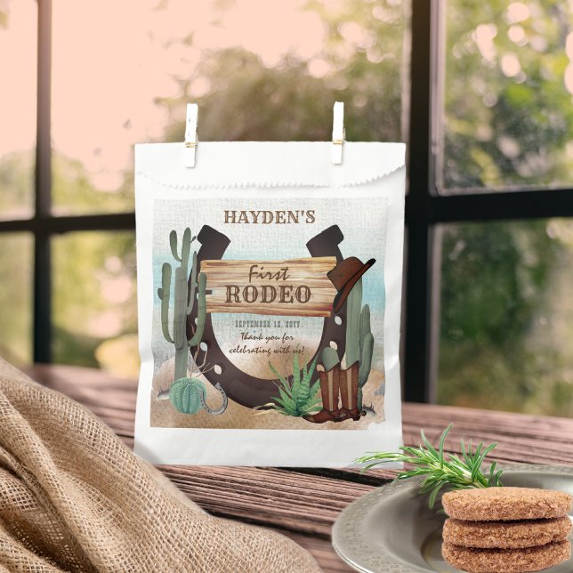 Sachets En Papier Premier Rodeo Cowboy Western Boy 1ère fête d'anniv (Créateur téléchargé)