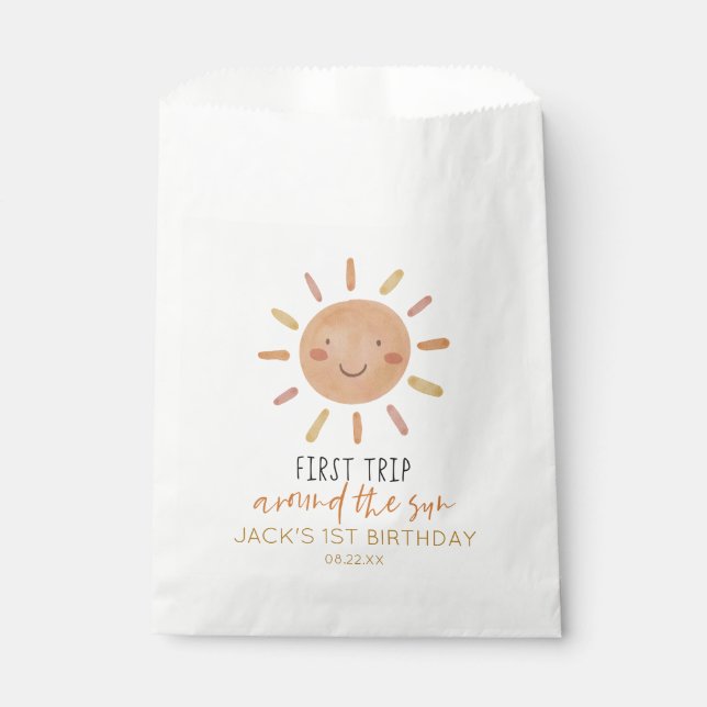 Sachets En Papier Premier Voyage Autour Du Soleil 1Er Anniversaire (Devant)
