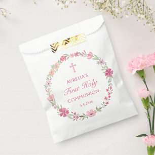 Sachets En Papier Première communion de germe rose