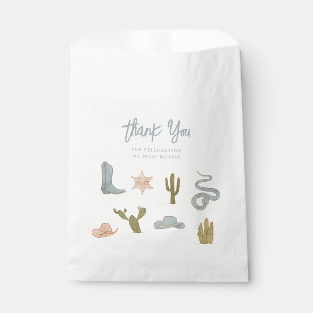 Sachets En Papier Première fête d'anniversaire Rodeo Blue (Devant)