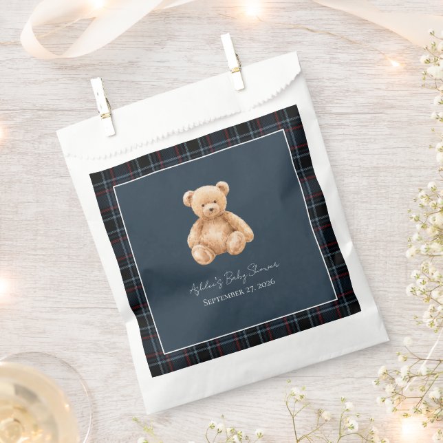 Sachets En Papier Preppy Classic Teddy Bear Baby Shower  (Coupé)
