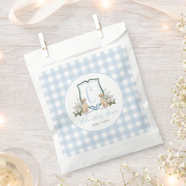 Sachets En Papier Preppy Southern Blue Boy Baby shower Chien (Coupé)