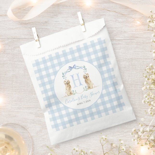 Sachets En Papier Preppy Southern Blue Boy Baby shower Chien (Coupé)