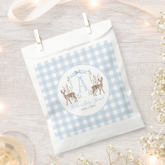 Sachets En Papier Preppy Southern Blue Boy Deer Baby shower (Coupé)