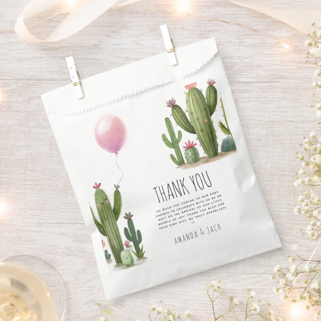 Sachets En Papier Prêt pour la Pop Girl Balloon Cactus Baby shower v (Coupé)