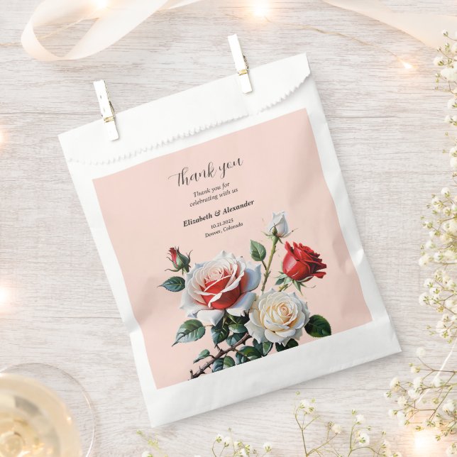 Sachets En Papier Pretty pink white red roses floral wedding (Coupé)