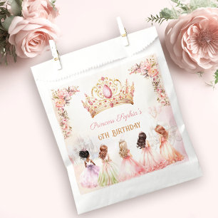 Sachets En Papier Princess Crown Rose or Floral Girl Anniversaire