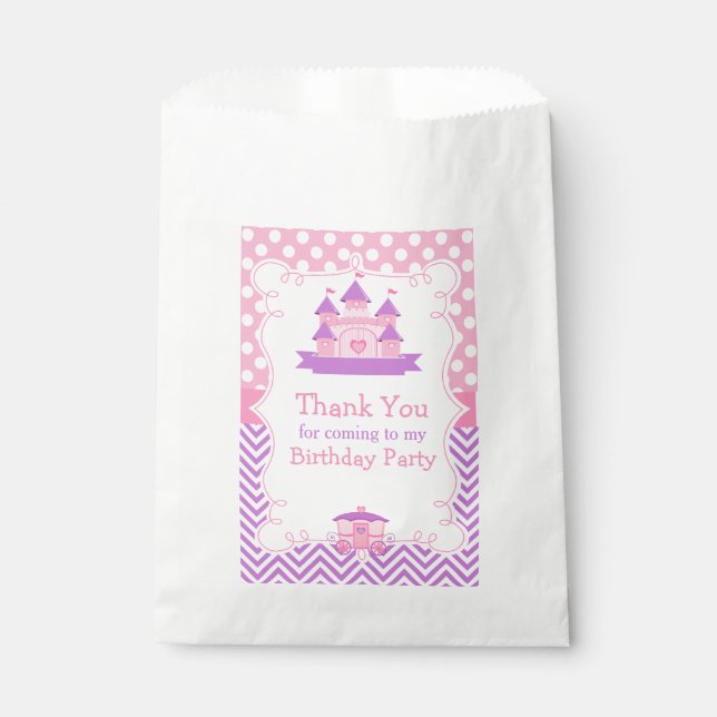 Sachets En Papier Princesse Anniversaire rose et violet (Devant)