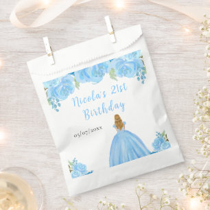 Sachets En Papier Princesse aux Cheveux Blonds Fête d'Anniversaire F