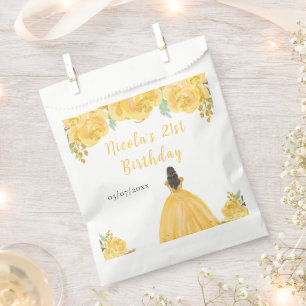 Sachets En Papier Princesse aux Cheveux Bruns Fête d'Anniversaire Fl
