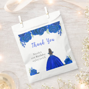 Sachets En Papier Princesse aux Cheveux Bruns Fête d'Anniversaire Fl