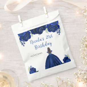 Sachets En Papier Princesse aux Cheveux Bruns Fête d'Anniversaire Fl