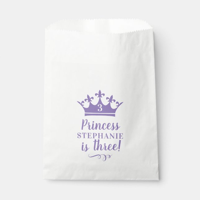 Sachets En Papier Princesse pourpre Tiara Couronne Nom personnalisé  (Devant)