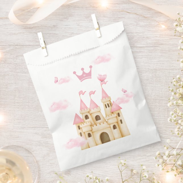 Sachets En Papier Princesse Rose Enchanter Château & Couronne (Coupé)