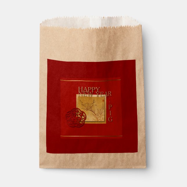 Sachets En Papier Printemps chinois porc Nouvel an 2019 artisanat Fa (Devant)
