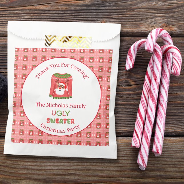 Sachets En Papier PULL Ugly Sweater Funny Reindeer Noël Merci (Créateur téléchargé)
