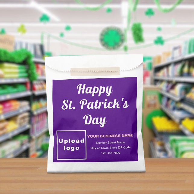Sachets En Papier Purple Business Brand, St. Patrick's Day, (Purple business brand with St. Patrick's Day greeting on paper bag)