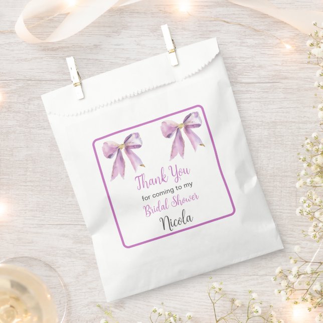 Sachets En Papier Purple Coquette Bow Bridal Shower (Coupé)