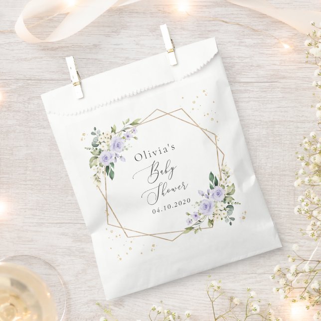 Sachets En Papier Purple Flowers, White Flowers, Boho, Baby Shower (Coupé)