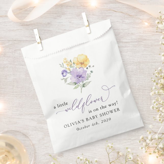 Sachets En Papier Purple Flowers, Yellow Flowers, Boho, Baby Shower (Coupé)