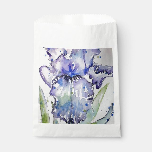 Sachets En Papier Purple Iris Art Aquarelle Anniversaire Invitation (Devant)