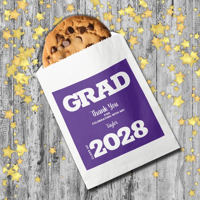 Sachets En Papier Purple White Graduation Party Favoriser le sac (Purple and White Graduation Party Treat Favor Bags)