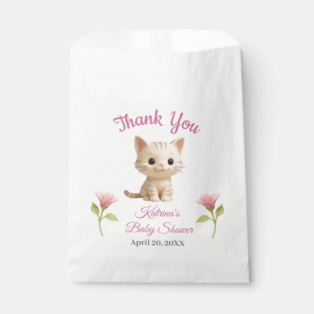 Sachets En Papier Purr-fect Baby Girl Kitten Baby shower Favoriser l (Devant)