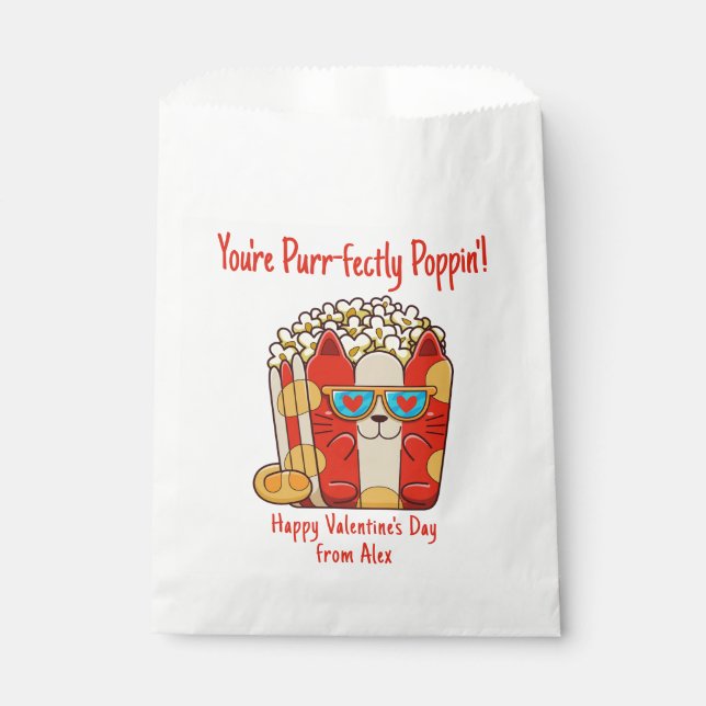 Sachets En Papier Purr-parfaitement Poppin' Funny Cat Popcorn Valent (Devant)