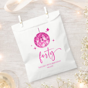 Sachets En Papier Quarantième anniversaire boule disco rose