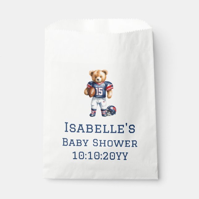 Sachets En Papier Quarterback Football Teddy Bear Baby shower (Devant)