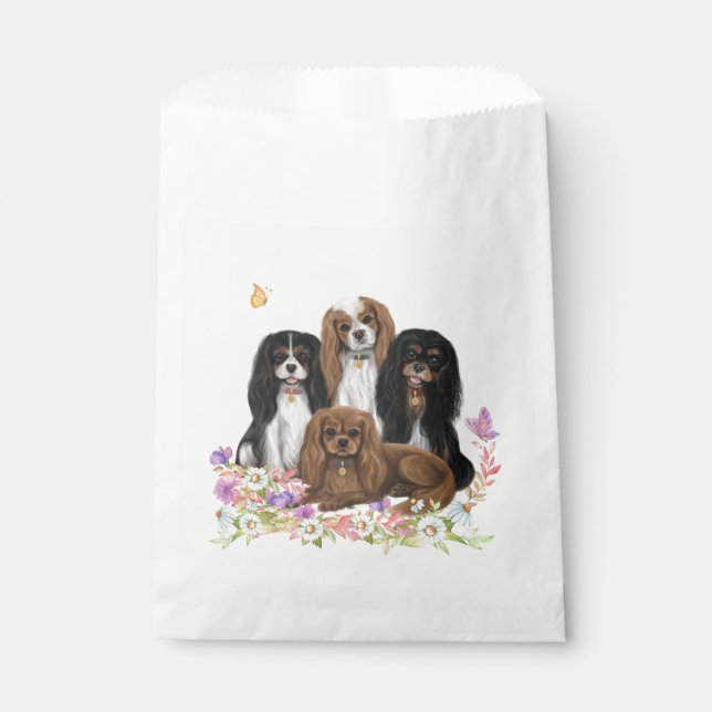 Sachets En Papier Quatre Espagnols Cavalier Roi Charles en Fleurs (Devant)