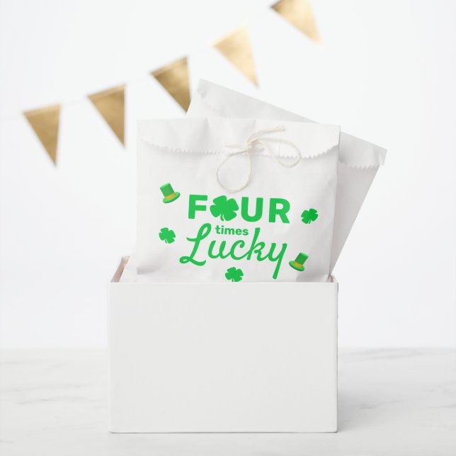 Sachets En Papier Quatre fois Lucky 4e anniversaire (Fête)