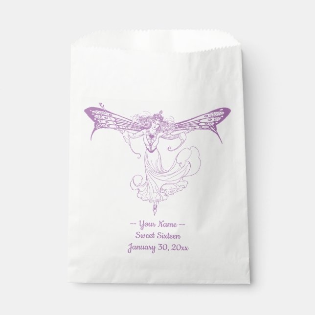 Sachets En Papier Queen Mab Fairy, Sweet sixteen en violet (Devant)