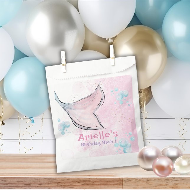 Sachets En Papier Queue de sirène à l'aquarelle rose et violette  (Créateur téléchargé)