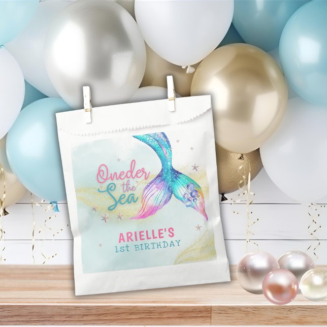 Sachets En Papier Queue de sirène Onder la mer 1er anniversaire (Créateur téléchargé)