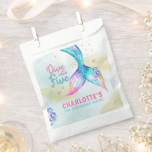 Sachets En Papier Queue de sirène Paillettes Plongez dans l'annivers (Coupé)