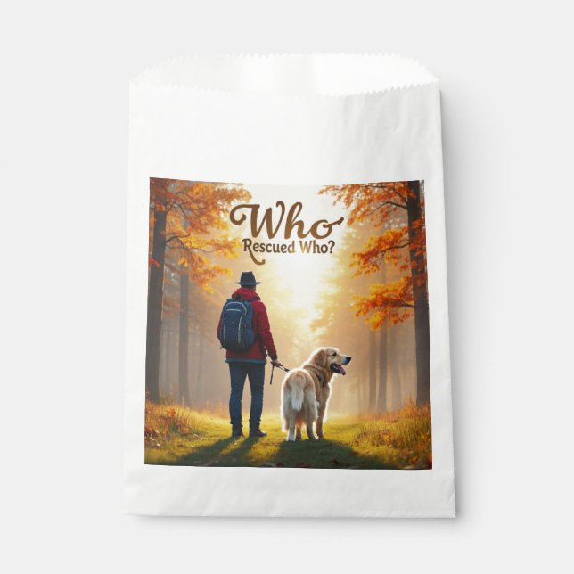 Sachets En Papier Qui a sauvé qui - Randonnée homme et golden retrie (Devant)