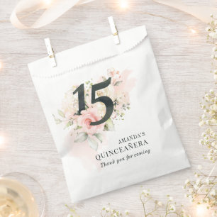 Sachets En Papier Quinceanera rose floral 15e anniversaire Blush Rus