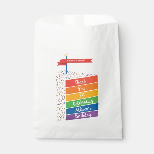 Sachets En Papier Rainbow Cake Joyeux anniversaire Personnalisé Pers (Devant)