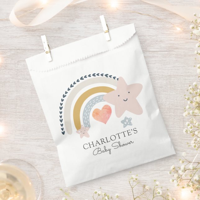 Sachets En Papier Rainbow Pink Heart Girl Baby shower (Coupé)