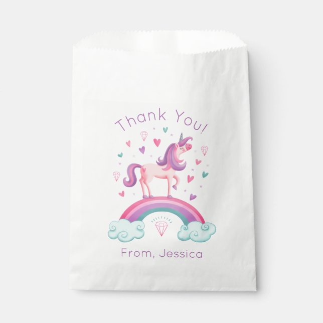 Sachets En Papier Rainbow Unicorn Merci