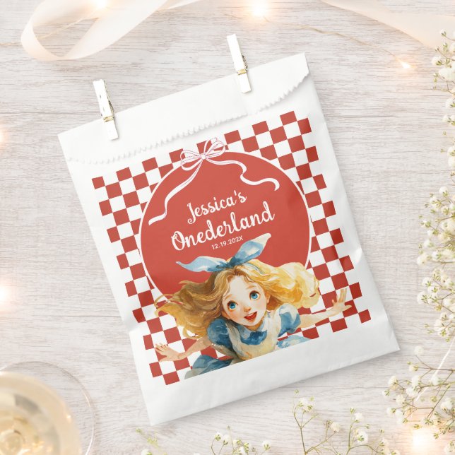 Sachets En Papier Red Checkered Alice in ONEDERLAND 1st Birthday  (Coupé)