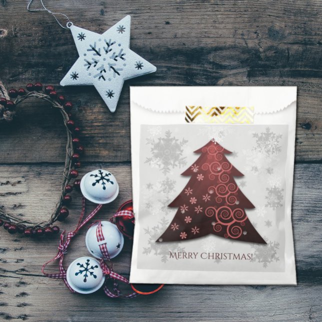 Sachets En Papier Red Festive sapin de Noël Favoriser sac (Red Festive Christmas Tree Favor Bags)