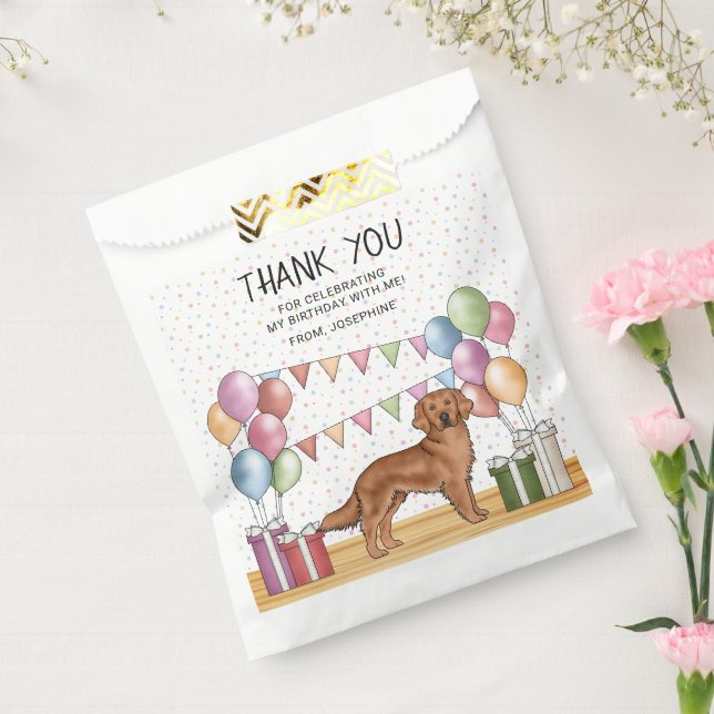 Sachets En Papier Red Golden Retriever Chien Pastel Anniversaire Mer (Scellé)