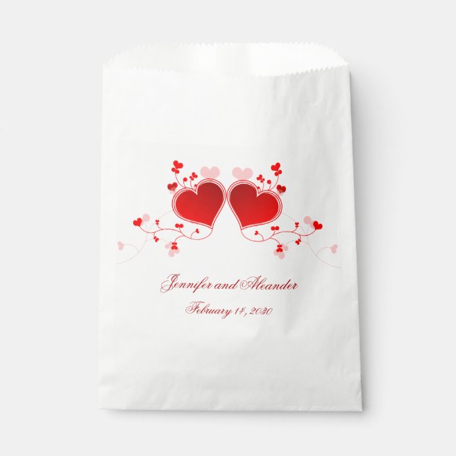 Sachets En Papier Red Hearts Valentine's Day Mariage Papier Favorise (Devant)