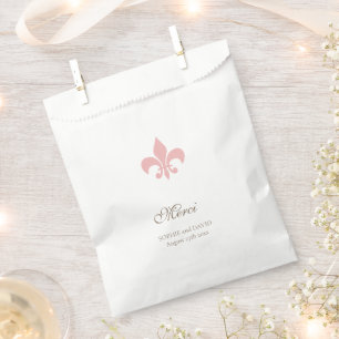 Sachets En Papier Régence Française Rose Fleur de Lis Mariage Merci