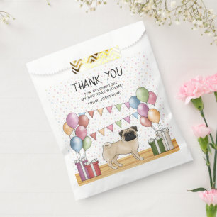 Sachets En Papier Remerciement d'anniversaire Pug Faon Coloré Pastel